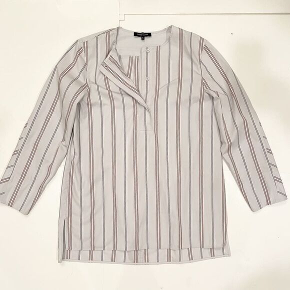 Lafayette 148 Blouse Tunic Stripe 100% Cotton Lagonlook - Picture 2 of 5